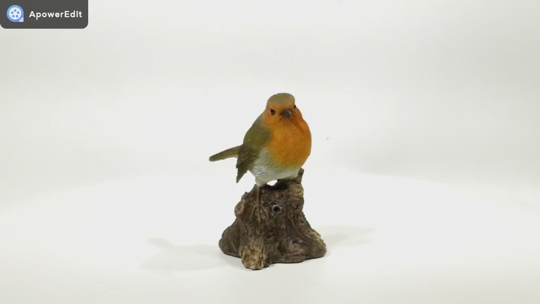 Motion Activated Singing Robin Standing Stump Statue
