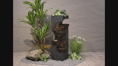Stacking Bowls Fountain W/4 Ww Led Lights