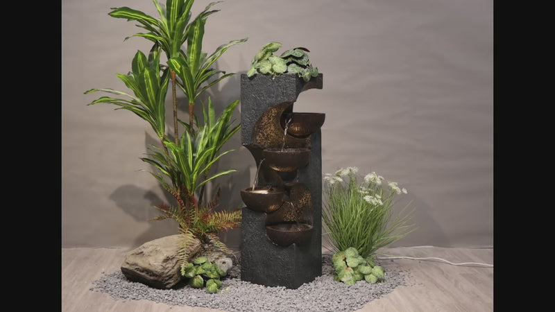 Stacking Bowls Fountain W/4 Ww Led Lights