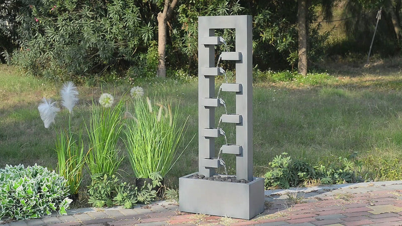 79532-R-GY -  Metal Fountain with Dusty Blue Finish