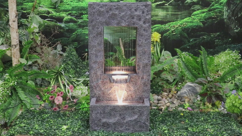 Rectangular Waterfall Fountain With Warm White Leds