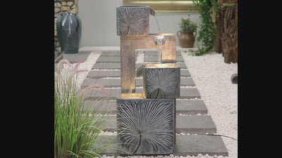 79743 - 3 Tiers Modern Cascading Water Fountain Outdoor with Warm White LEDS