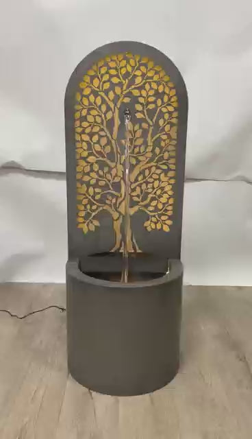 Hollow Carved Tree Fountain W/leds