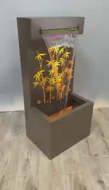 Bamboo Hollow Carved Fountain W/leds
