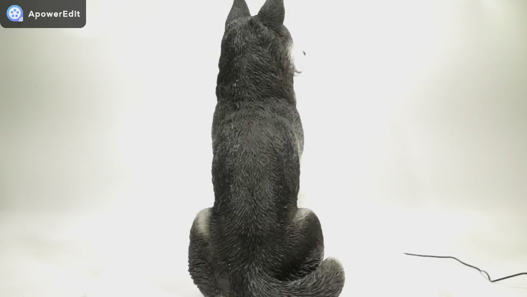 Siberian Husky Sitting Grey and White Statue