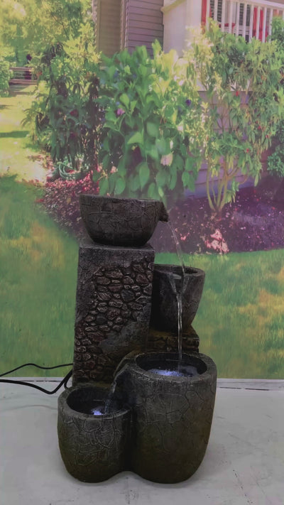 Rock Fountain W/3 Cool White Leds