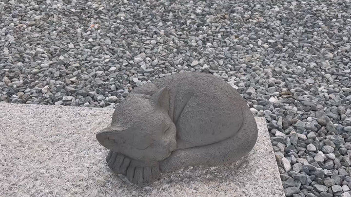 77131-A - Graceful Slumber Curled Sleeping Cat Memorial Statue