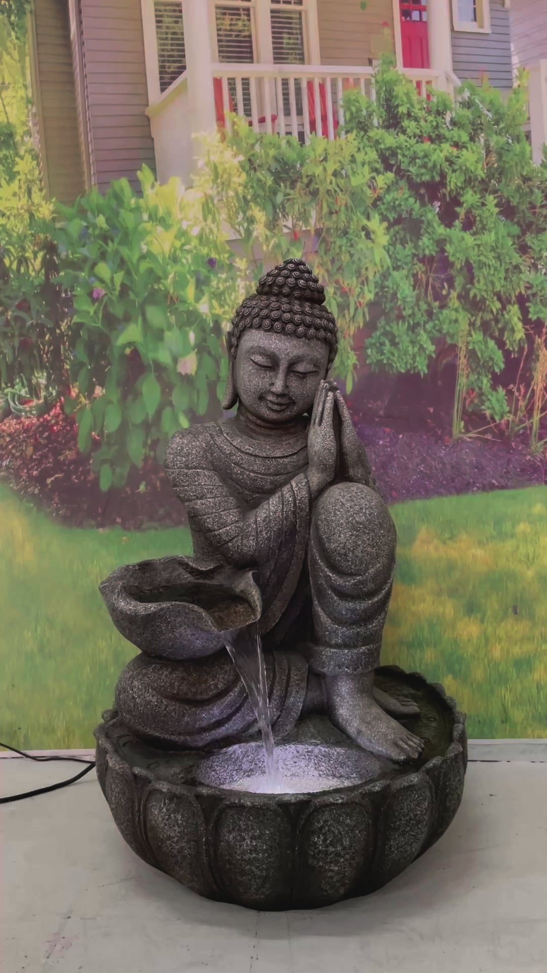Sitting Buddha Fountain W/wt Led