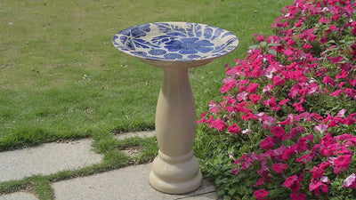 78414-01 -  Birdbath - Ceramic Tranquility in Blue & Ivory