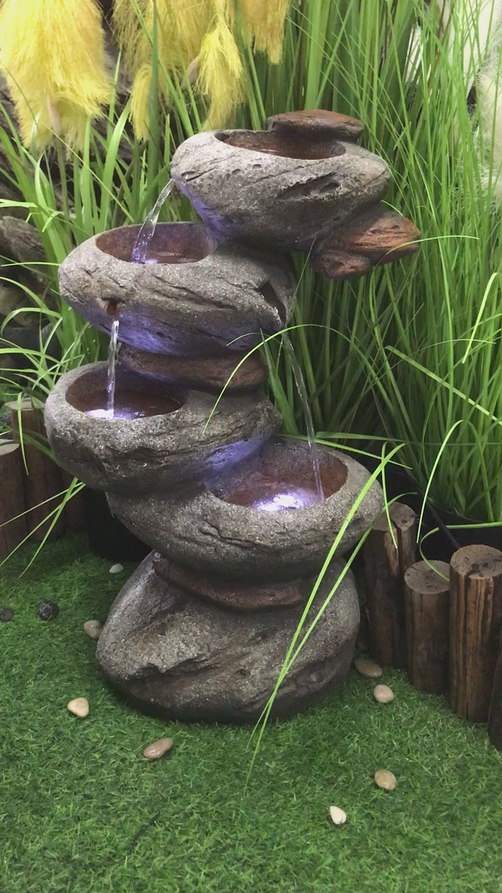 LED Four Tier Stone Fountain